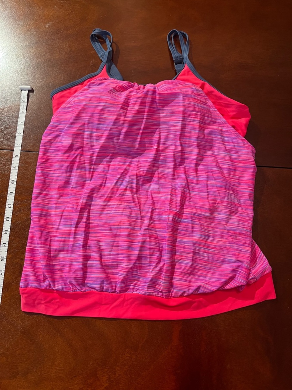 Free Country Pink & Magenta Striped Women's Tankini Swim Top